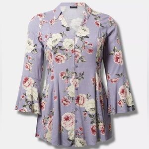 Torrid Purple Bell Sleeve Blouse